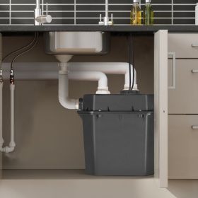 Utility Sink Pump, 1/3 HP, 120-Volt, 2900 GPH Flow, 25 Ft Head, Under-Sink Sump Pump System With 6 Gallon Basin, Automatic Utility/Laundry Sink P (Option: Black)