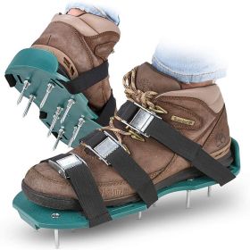 Lawn Aerator Shoes with Stainless Steel Shovel, Free-Installation Aerating Shoe with Hook & Loop Straps, Heavy Duty Spiked Aerating Sandals (Color: as Pic, Type: 2 packs)